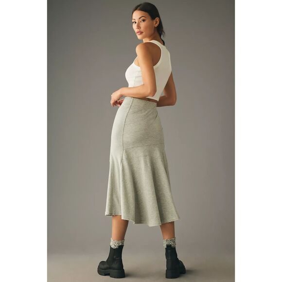 NWT Daily Practice by Anthropologie Seamed Midi Skirt Grey Women's Size XL - Picture 3 of 12